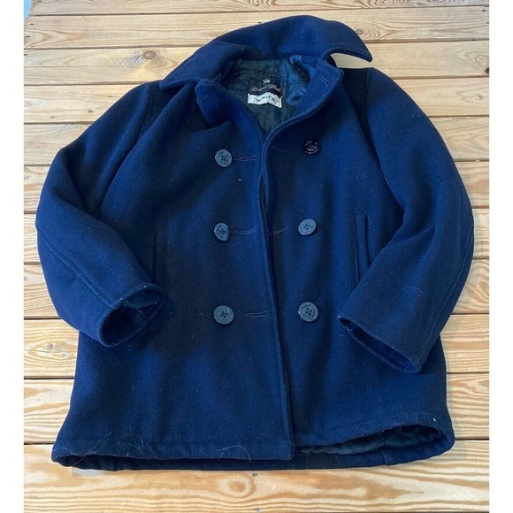Golden Fleece Pea Coat Size 34 Men’s Navy Blue - Picture 1 of 7